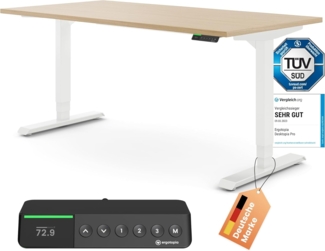 Desktopia Pro X - Elektrisch höhenverstellbarer Schreibtisch / Ergonomischer Tisch mit Memory-Funktion, Ahorn, Gestell Weiß, 120x80 cm