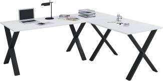VCM Eck-Schreibtisch Lona 130 x 130 x 50 X-Füße Weiß
