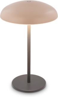 BRILONER - LED Tischlampe kabellos IP44 mit Lichtkante, Touchdimmer, Akku tauschbar, Nachttischlampe, Leselampe, LED Lampe, Deko, Tischleuchte, Akku Lampe, Outdoor, 19,5x30,5 cm, Beige, Anthrazit