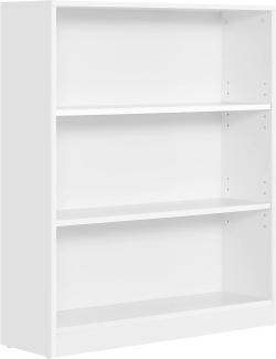 Vasagle Bücherregal, Regal mit 3 Fächern, Standregal, mit höhenverstellbaren Ablagen, für Wohnzimmer, Kinderzimmer, Büro, 24 x 80 x 93 cm, weiß LBC106T14