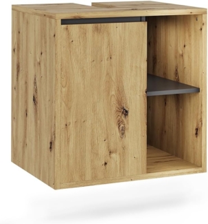 Waschbeckenunterschrank Viola Artisan/Grau 60 x 60 cm mit offenen Regalen Vicco