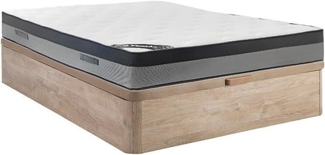 Vente-unique - Bett-Set 140x190 cm, Bettkasten natur hell + Hybridmatratze 7-Zonen-Taschenfederkern & Memory-Schaum, Höhe 30 cm - ILYROS von YSMÉE