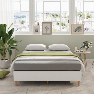Novilla 35 cm Metallbett Metallrahmenbett Bettgestell mit Lattenrost Holzlattenunterstützung Grauer Bettgestellbezug Stauraum unter dem Bett 90x190 cm Schwarz