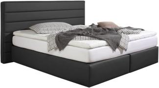 Maintal Boxspringbett Toulouse, 140 x 200 cm, Kunstleder, Tonnentaschenfederkern Matratze H3, Schwarz