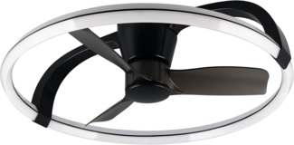 LED Deckenleuchte STOCKHOLM Schwarz mit Ventilator & Fernbedienung, Ø 73,5cm