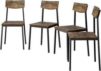 Vicco Esszimmerstuhl Fyrk, Schwarz/Eiche rustikal, 44x41 cm 4er Set