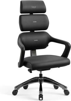 Diablo Bürostuhl Ergonomisch V-Modular | Schreibtischstuhl mit Verstellbarer Rücken, Sitz und Rückenlehne, Abnehmbare Kopfstütze | Öko-Leder Chefsessel für Büro, Home Office | Schwarz