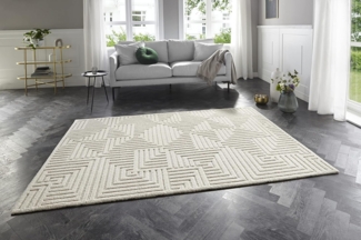 Kurzflor Teppich Manipu Creme 200x290 cm