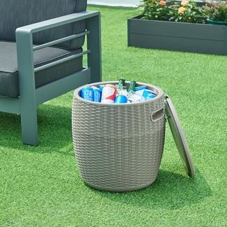 Kühlbox-Hocker Avetrana 44xØ40 cm Hellbraun [casa. pro]
