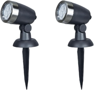 MeLiTec 2er Set LED Gartenstrahler GL11-1 Edelstahl anthrazit