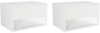 Vente-unique - 2er-Set Nachttische hängend - 1 Schublade & 1 Ablage - Weiß - RITAMI