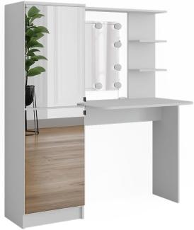 Vicco Schminktisch Jasmin Weiß 123 x 141,2 cm mit LED-Beleuchtung