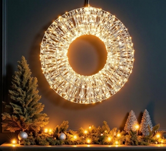 Arnusa LED Dekolicht Leuchtkranz 800 LED 50cm Lichterkranz Weihnachtsbeleuchtung mit Timer, Ein- Aus, LED fest integriert, warmweiß, Kranz für Innen und Außen mit 3 Meter Kabel Weihnachtskranz