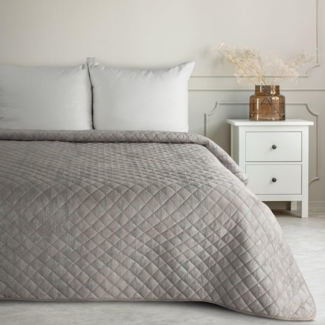 Elegante Tagesdecke Decke BLINK 3 beige 220x240 cm silber