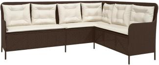 Gartensofa in L-Form mit Kissen Braun Poly Rattan 369001