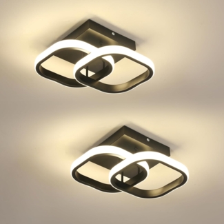 Comely 2 Packung LED Deckenleuchten Modern, 24W 2700LM Kleine Quadratische LED Deckenleuchte, Innenbeleuchtung für Schlafzimmer, Wohnzimmer, Gang, Natürliches Licht 4500K, Negro, 24cm
