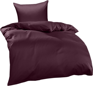 Mako Interlock Jersey Bettwäsche "Ina" uni/einfarbig brombeer Garnitur 155x220 + 80x80