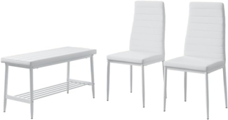 Vicco Sitzbank und Stuhl Weiß 85 x 46.5 cm 3-teiliges Set, Grand