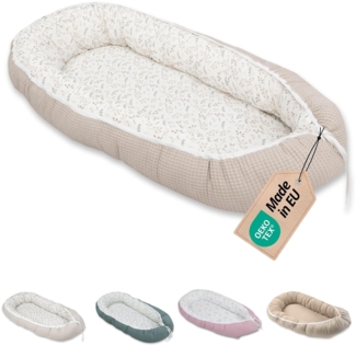 ULLENBOOM ® Bettnestchen Kuschelnest Baby 55x95 cm, kuscheliges Babynest, Made in EU, (1-tlg), Ideal für Neugeborene als Reisebett, Floral Sand