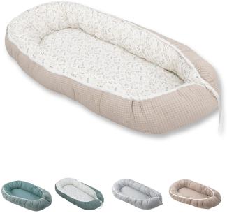 ULLENBOOM ® Bettnestchen Kuschelnest Baby 55x95 cm, kuscheliges Babynest, Made in EU, (1-tlg), Ideal für Neugeborene als Reisebett, Floral Sand