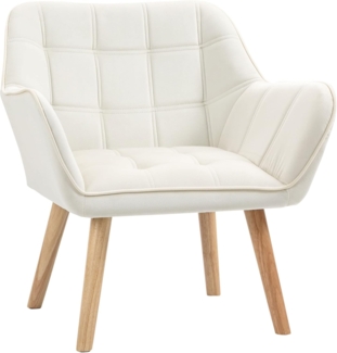 HOMCOM Relaxsessel Einzelsessel Ohrensessel, Sessel mit Samt erhöhte Beine (Esszimmerstuhl, 1-St, Stuhl), für Wohnzimmer, Schlafzimmer, Cremeweiß