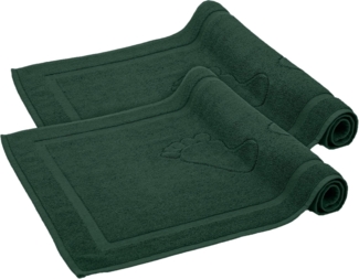 Komfortec Badvorleger Set 2 Teilig, Frottee Duschvorleger, Waschbar Duschmatte & Badteppich, 800 g/m² &100% Baumwolle, Saugfähig & Schnelltrocknend, 50 x 80 cm, Dunkelgrün