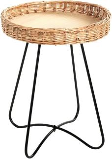 HAKU Möbel Beistelltisch, MDF, natur, schwarz, Ø 41 x H 51 cm