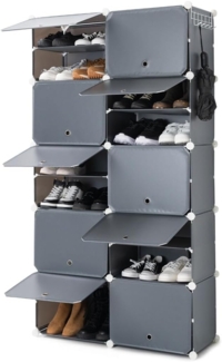 InnovaGoods® Tragbares modulares Schuhregal, 8 Module, 14 Fächer für 28 Paare, inklusive Kleiderstange und Belüftungsöffnungen, werkzeugfreie Montage, Schuhschrank für Ankleidezimmer, Badezimmer usw.