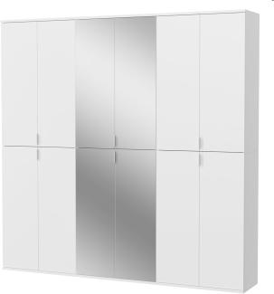 Garderobenschrank mit Spiegel SystemX in weiß Hochglanz 183 x 193 cm