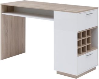 Vente-unique - Bartisch mit Stauraum - Weiß & Holzfarben - ANOSKI