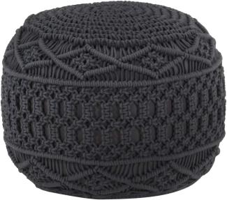 Makramee Sitzpuff Handgefertigt Anthrazit 45x30 cm Baumwolle [324005]