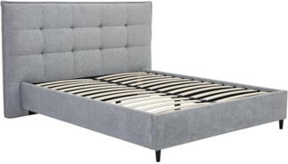 Vente-unique - Bett mit gestepptem Kopfteil - 160 x 200 cm - Stoff - Grau - NIRPIO