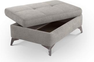 CAVADORE Polsterhocker Lina / Moderner Hocker mit Stauraum und Steppung / 98 x 44 x 68 / Flachgewebe: Beige