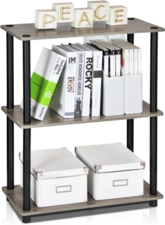 Furinno Turn-N-Tube 3-stufiges Mehrzweck-Regal, Bücherregal, Aufbewahrungsregal, mit Runde Rohre, Französische Eiche/Schwarz, 59. 9 (Breite) x 74. 9 (Höhe) x 29 (Tiefe) cm