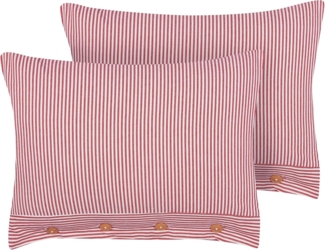 Kissen 2er Set Streifenmuster AALITA Baumwolle 40 x 60 cm Rot