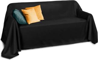 Beautissu Romantica Tagesdecke Plaid Wildlederoptik Schwarz, 280 x 210 x 1 cm