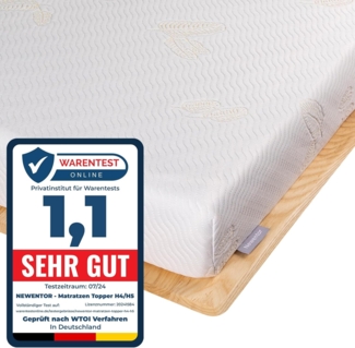 Newentor® Matratzen Topper 180x200 cm H4 H5, Matratzentopper 180x200 Schlafsofa Bett Gelschaum, Mattress Topper 180x200 Boxspringbett Öko-Tex Zertifiziert Gel Bezug Kaltschaum 7CM Höhe