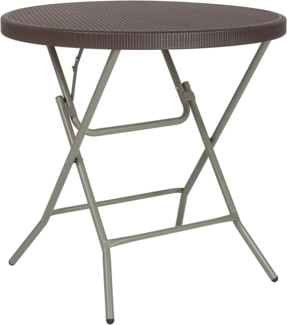 Flash Furniture 31.5RD Rattan-Klapptisch, Metall, braun, 80 cm, rund