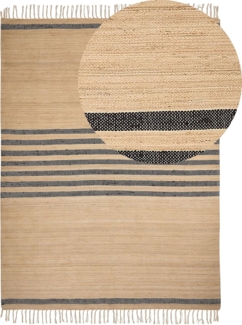 Teppich Jute beige schwarz 160 x 230 cm Streifenmuster Kurzflor ERICEK