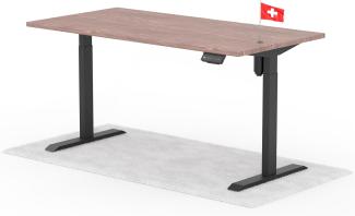 elektrisch höhenverstellbarer Schreibtisch ECO 160 x 80 cm - Gestell Schwarz, Platte Walnuss