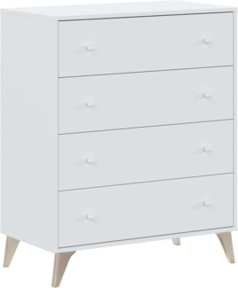 Habitdesign 007804A - Kommode mit 4 Schubladen, Sinfonier, Sweet, Artik White Farbe, Maße: 77,5 cm (Länge) x 40 cm (Tiefe) x 95 cm (Höhe)