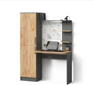 Livinity® Schreibtisch Rina, Anthrazit/Goldkraft Eiche, 122.9 x 168 cm