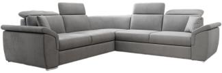 Designer Sofa Fernando mit Schlaffunktion und Stauraum Samt Hellgrau
