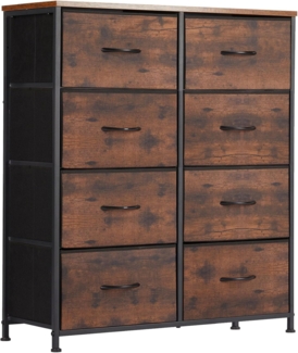 SURFOU Kommode mit Schubladen, Schrank mit 8 Stoffschubladen, Schubladenschrank 30cm tief, 80cm breit, Metallrahmen, Flur Möbel für Wohnzimmer, Schlafzimmer, Flure, Eingänge, Kindergärten (Holzfarbe)