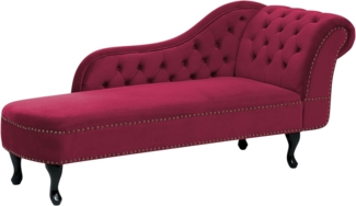 Beliani 'Nimes' Chaiselongue, Burgunderrot, Samt, 79 x 65 x 169 cm, Rechts