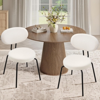 COLAMY Polsterstühle für das Esszimmer, 2er Set, Moderne Küchenstühle mit Rückenlehne, Kleine runde Metallseitenstühle mit gekrümmter Rückenlehne für Esszimmer, Küche, Restaurant, Creme