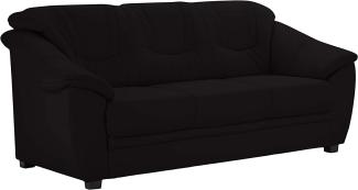 Cavadore 3-Sitzer Savana / 3er Ledersofa mit Federkern im klassischen Design / 198 x 90 x 90 / Echtleder Schwarz