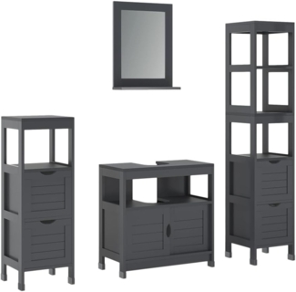 Badmöbel-Set Vilda Grau 4 Teile Vicco