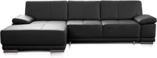 CAVADORE Bettsofa Corianne in Echtleder / Ecksofa inkl. Schlaffunktion und verstellbaren Armlehnen / 282 x 80 x 162 / Echtes Leder, schwarz