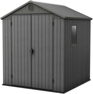 Keter Gerätehaus Darwin 6x6, Grau, Außenmaße 190 x 183 x 221 cm, wartungsfrei, wetterfest, wasserdicht, mit Unterboden